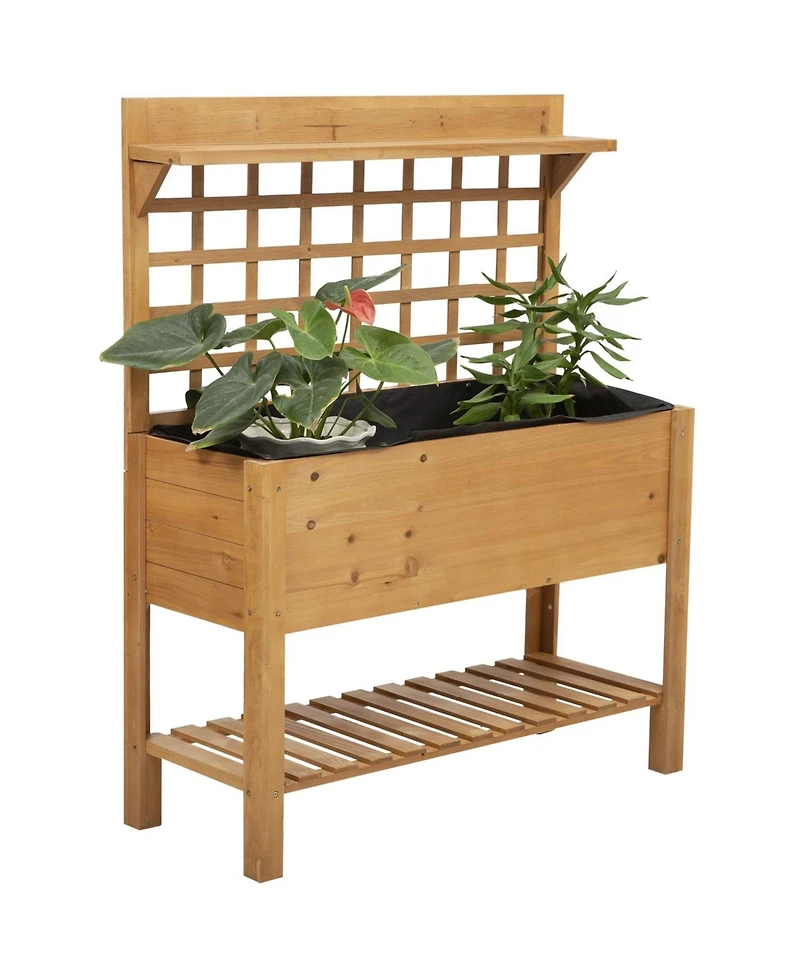 Trellis Elevated Raised Garden Planter Bed with Wheels for Easy Mobility and Plant Support