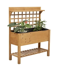 Trellis Elevated Raised Garden Planter Bed with Wheels for Easy Mobility and Plant Support