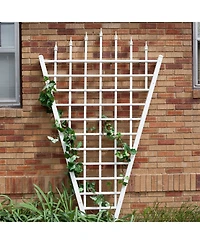 Fan-Shaped Garden Trellis with Pointed Finials for Climbing Plants and Outdoor Decor