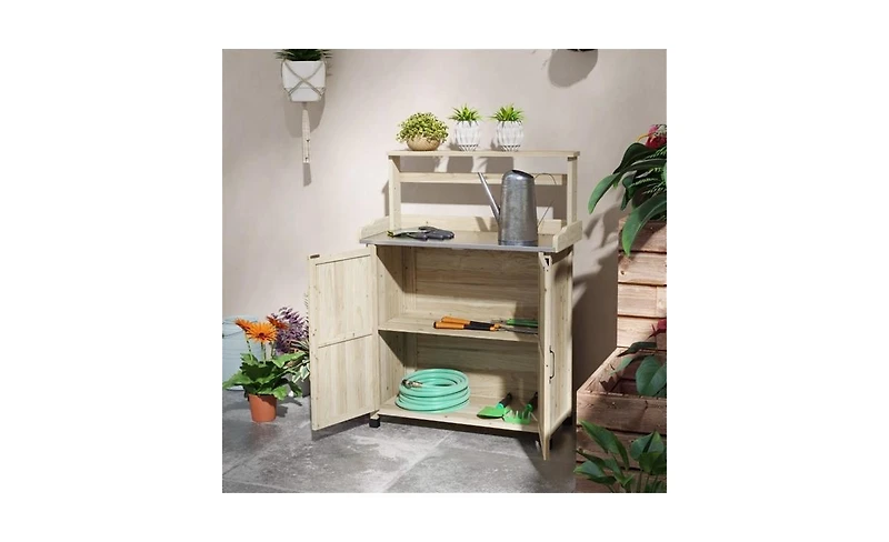 Multi-Functional Potting Bench with Storage for Garden Supplies