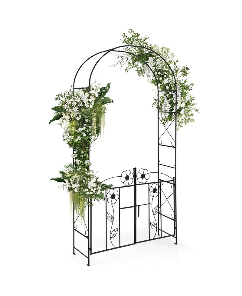 2-in-1 Garden Arbor with Door and Latch for Outdoor Lawn and Garden