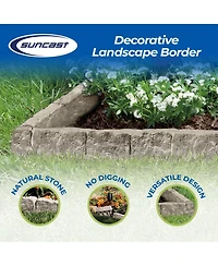 Suncast 10 Piece Landscape Design Border Decorative Rock Stone Edging (4 Pack)