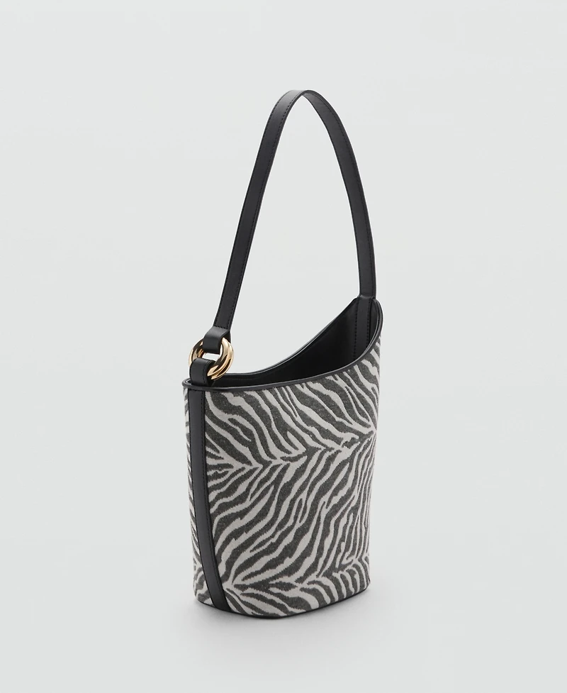 Mango Women's Large Zebra-Print Bucket Bag