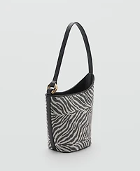 Mango Women's Large Zebra-Print Bucket Bag