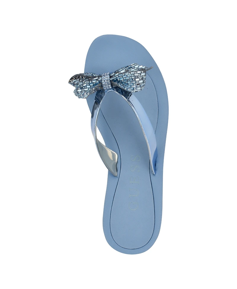 Guess Women's Tata Eva Sparkle Bow Flip Flop Sandals