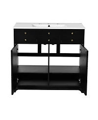 Streamdale Freestanding Bathroom Vanity Set 36" Vanity with Ceramic Sink, Soft-Close Doors and Drawers, Black