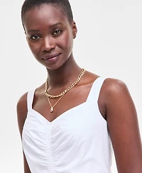 On 34th Women's Cotton Poplin Shirred Midi Dress, Exclusively at Macy's
