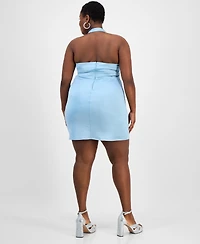 City Studios Trendy Plus Embellished Satin Halter Dress