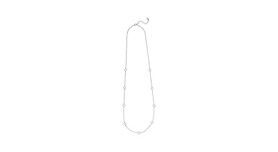 White Rhodium Open Cz Clover Station Long Necklace