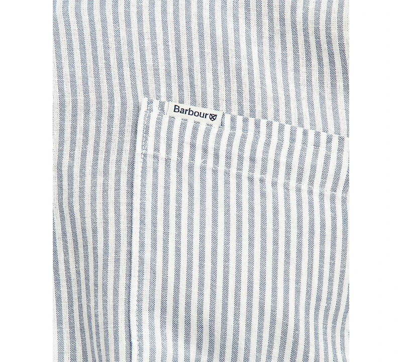 Barbour Men's Deerpark Linen Short Sleeve Striped Button-Front Shirt