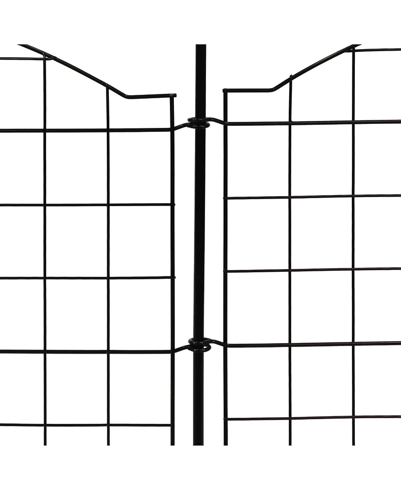 Outdoor Lawn and Garden Steel Arched Grid Style Decorative Border Fence Panel Set - 12.5' - Black - 5pk
