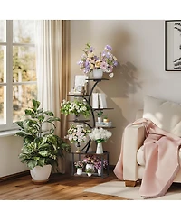 Unho Vintage Tree-Shaped Metal Plant Flower Holder Multiple Shelves Display Stand