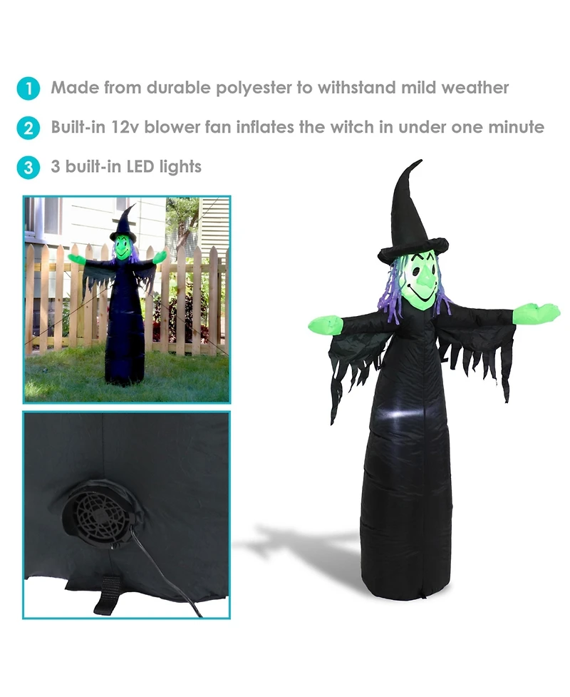 Outdoor Wendolyn the Wicked Witch Self-Inflating Halloween Inflatable Yard Decoration with Led Lights and Built-In Fan - 5'
