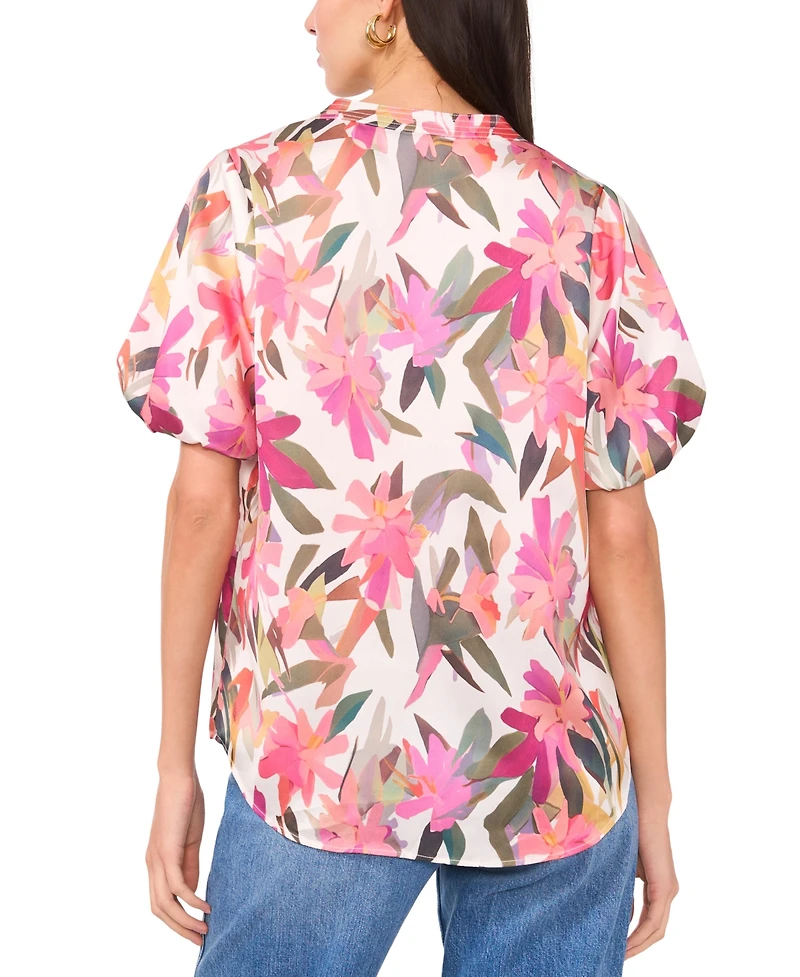 Vince Camuto Women's Split-Neck Floral-Print Top