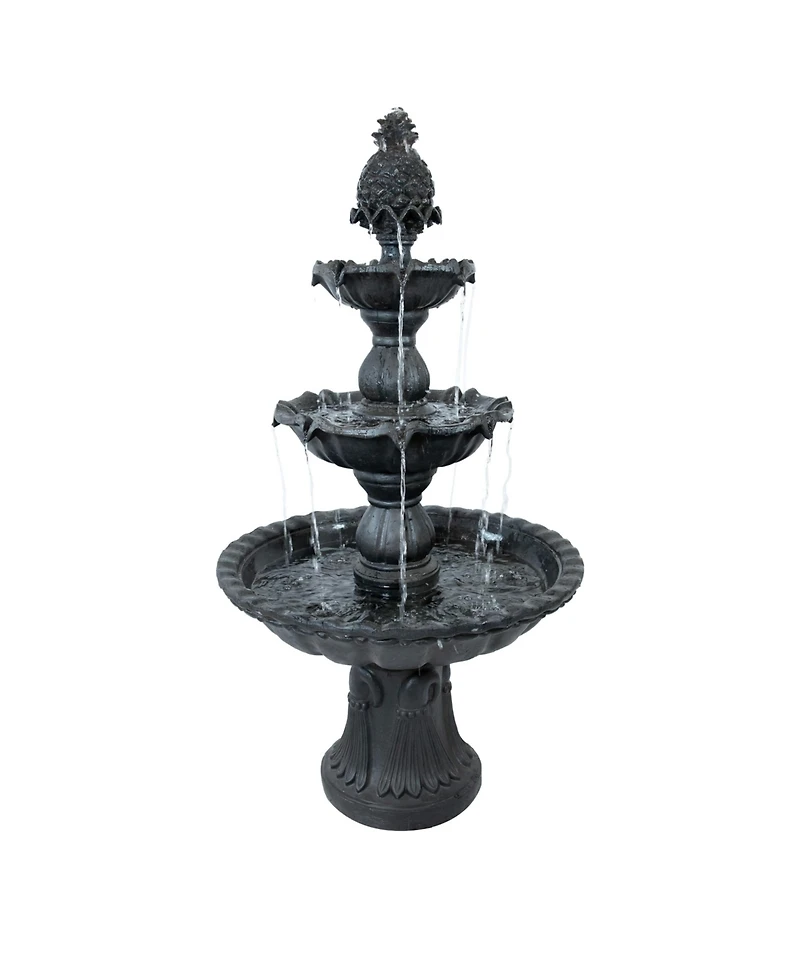 Electric Fiberglass 3-Tier Welcome Pineapple Top Outdoor Water Fountain - 57"