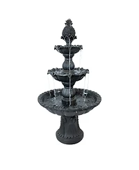 Electric Fiberglass 3-Tier Welcome Pineapple Top Outdoor Water Fountain - 57"