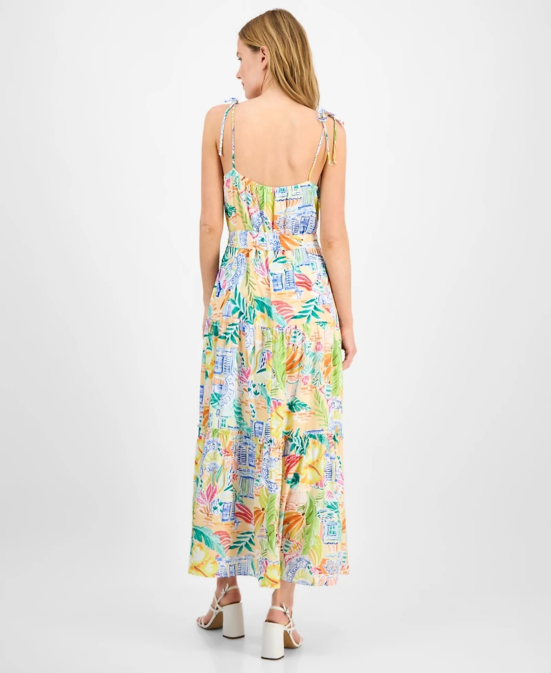 julia jordan Women's Straight-Neck Sleeveless Printed Dress