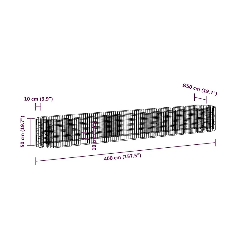 Gabion Raised Bed Galvanized Iron 157.5"x19.7"x19.7"