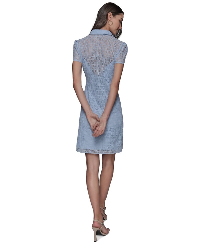 Karl Lagerfeld Paris Women's Graphic Lace Shirtdress