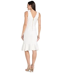 R & M Richards Women's Wavy Jacquard Flounce-Hem Dress