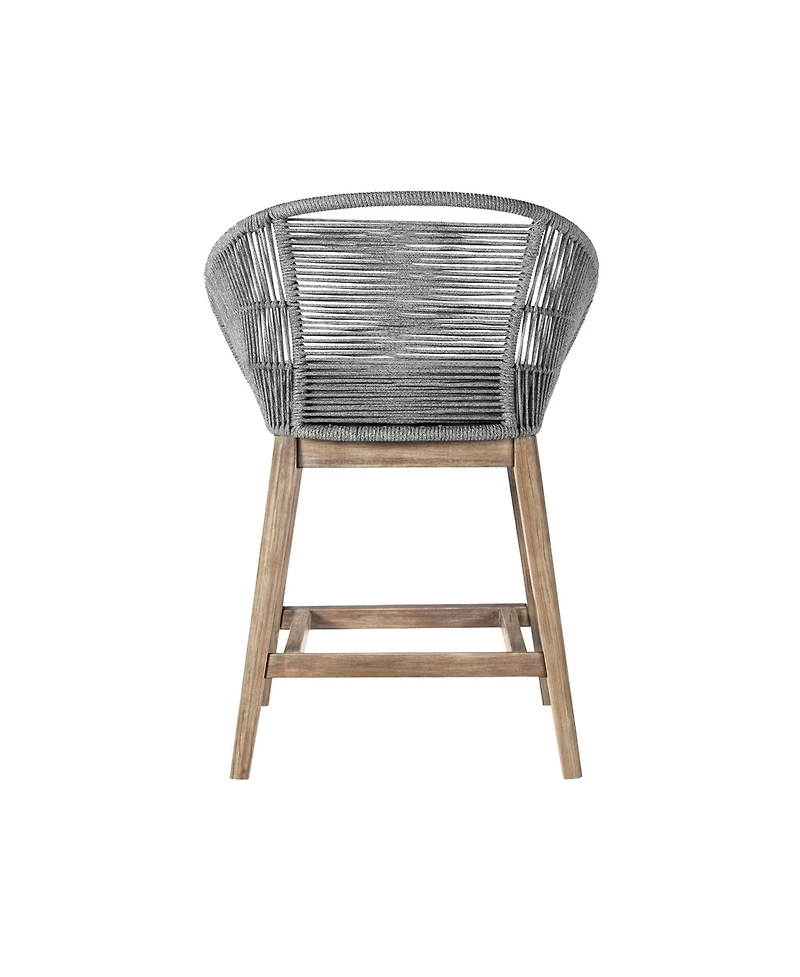 Solid Wood Bar Height Chair with Footrest – Low Back Outdoor Seating for Relaxation