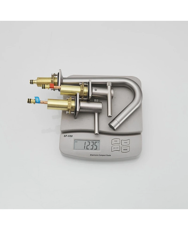 8 in. Widespread Double Handle High-Arc Bathroom Faucet Water-Saving With Drain Kit Brushed Nickel