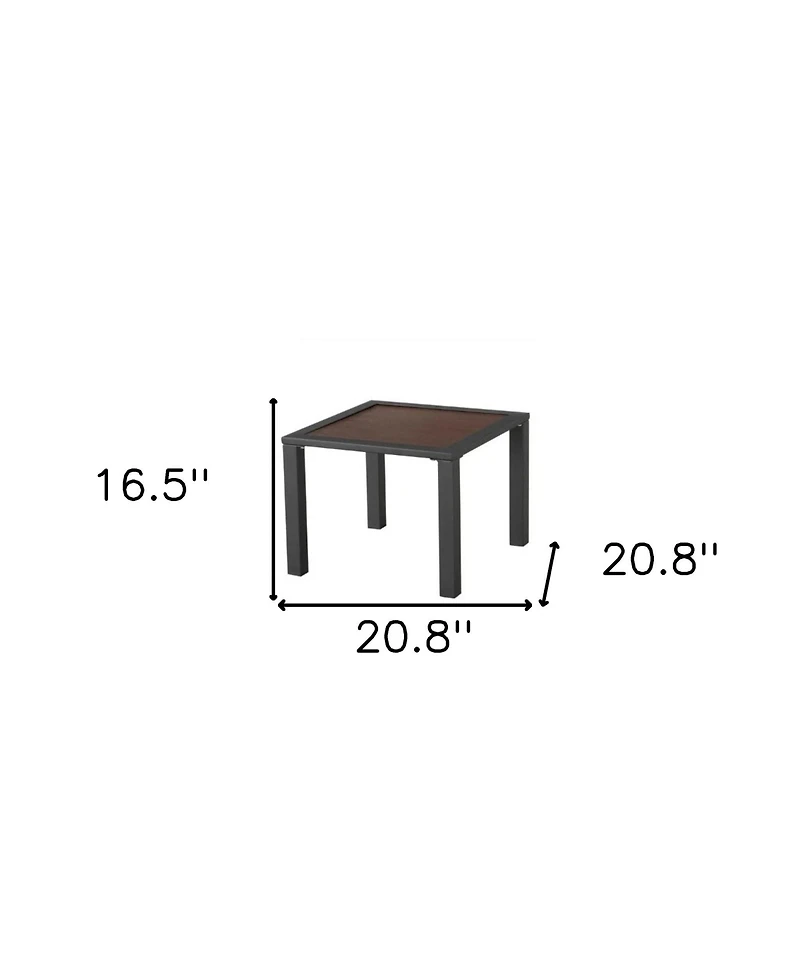 21" Brown and Black Square Metal Outdoor Side Table
