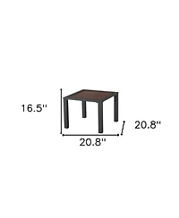 21" Brown and Black Square Metal Outdoor Side Table
