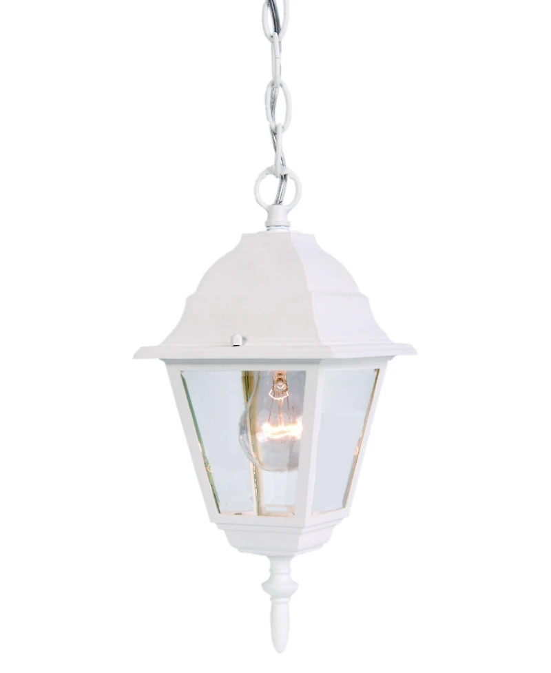Distressed White Beveled Glass Outdoor Hanging Light