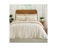 Superior Cotton Linen Blend Solid 3-Piece Duvet Cover Set, Full/Queen