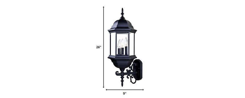 Three-Light Domed Glass Lantern Wall Light – Stylish Outdoor Wall Fixture
