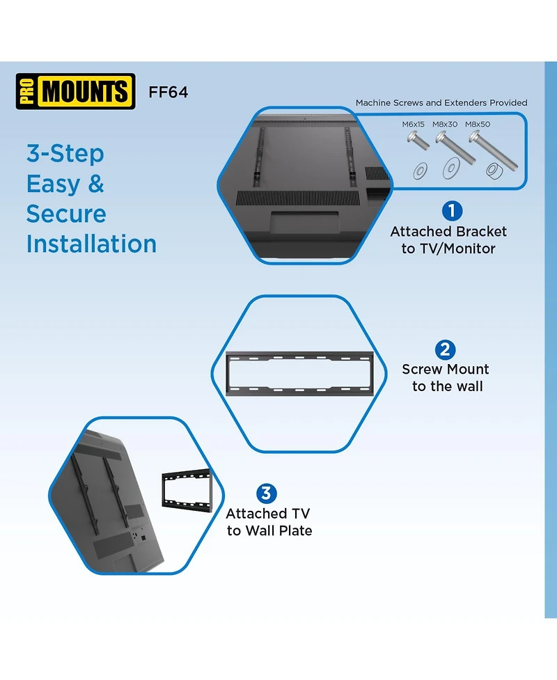 ProMounts Flat Tv Wall Mount for TVs 42"