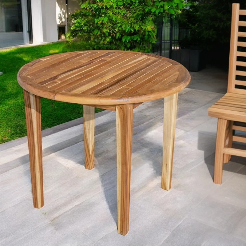 Outdoor Rounded Dining Table – Solid Wood Construction for Garden & Patio