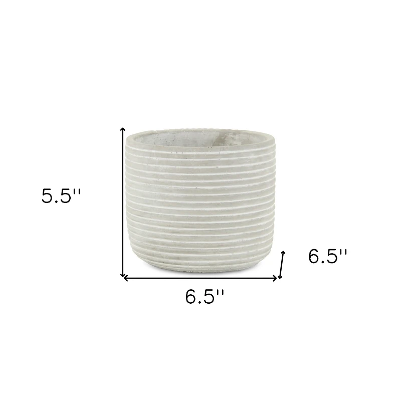 Striped Cement Round Planter – Modern Pot for Indoor & Outdoor Spaces