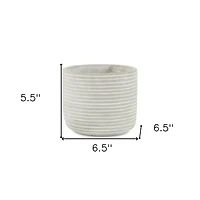 Striped Cement Round Planter – Modern Pot for Indoor & Outdoor Spaces