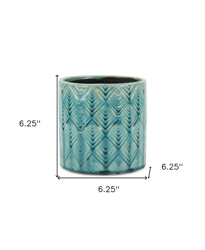 Ceramic Round Planter with Geometric Pattern – Versatile Pot for Home & Garden