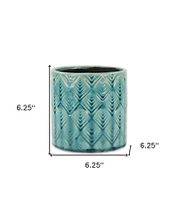Ceramic Round Planter with Geometric Pattern – Versatile Pot for Home & Garden
