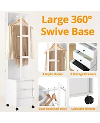 Jewelry Cabinet with 3 Drawers, Lockable Standing Jewelry Armoire