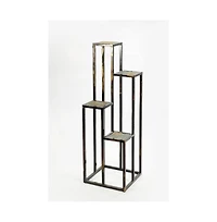 Elegant 4-Tier Plant Stand with Stone Top for Indoor & Outdoor Display