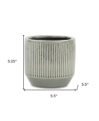 6" Gray Striped Ceramic Indoor Outdoor Round Pot Planter