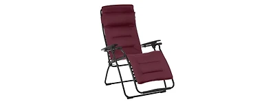 Steel Zero Gravity Chair with Red Cushion – Outdoor Recliner for Ultimate Comfort