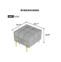 Anti-Scratch Pu Leather Storage Ottoman, Upholstered Footstool with Gold Stainless Steel Legs for Bedroom or Living Room-The Pop Home