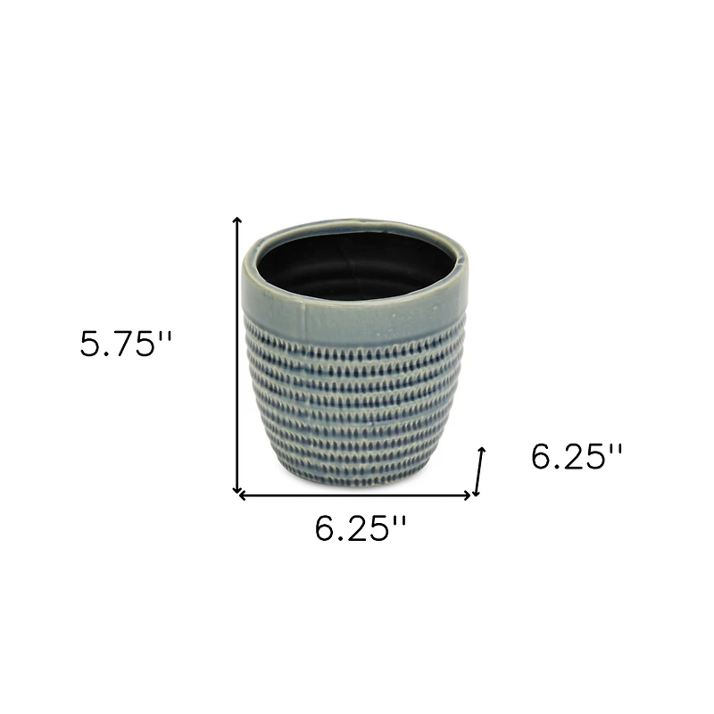 Indoor/Outdoor Striped Ceramic Round Planter – Stylish Pot for Plants
