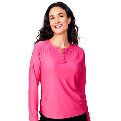 Free Country Women's Long Sleeve Zip Swim Shirt