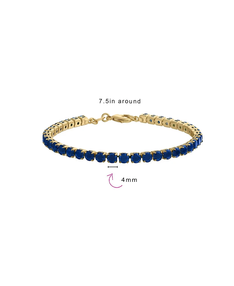 Bling Jewelry Classic 12CTW Prong Basket Set Solitaire Round Cubic Zirconia Cabochon Cz Tennis Bracelet Gold Plated 7.5 Inch