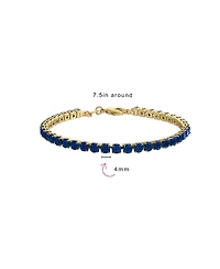 Bling Jewelry Classic 12CTW Prong Basket Set Solitaire Round Cubic Zirconia Cabochon Cz Tennis Bracelet Gold Plated 7.5 Inch