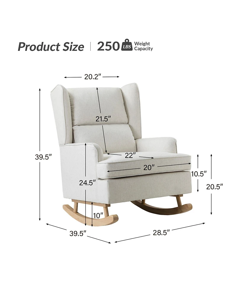 Adrian modern rocking chair with solid wood legs