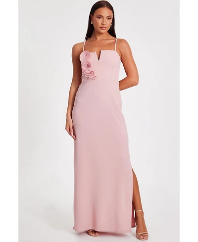 Quiz Women's Scuba Crepe Maxi Dress with 3D Applique Detail
