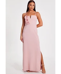 Quiz Women's Scuba Crepe Maxi Dress with 3D Applique Detail