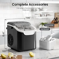 Cowsar Ice Maker Machine Countertop,26lbs/24Hrs,8 Bullet Ices in 6 mins,self Cleaning Portable Ice Maker with Selectable Ice Size & Touch Display, for